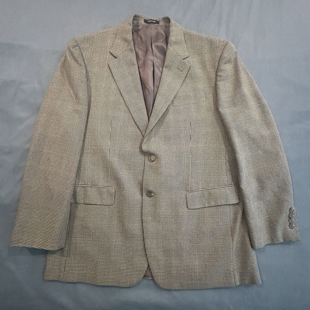 Vintage Ralph Lauren Silk Wool Houndstooth Blazer Mens 42R Green Label 90s 00s